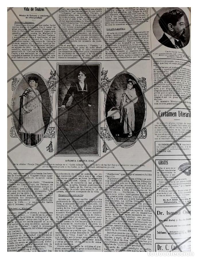 Collezionismo di affissi: AFICHE ANTIGUO CARLOTA DIAZ Y AQUILES DEBUSSY 1912