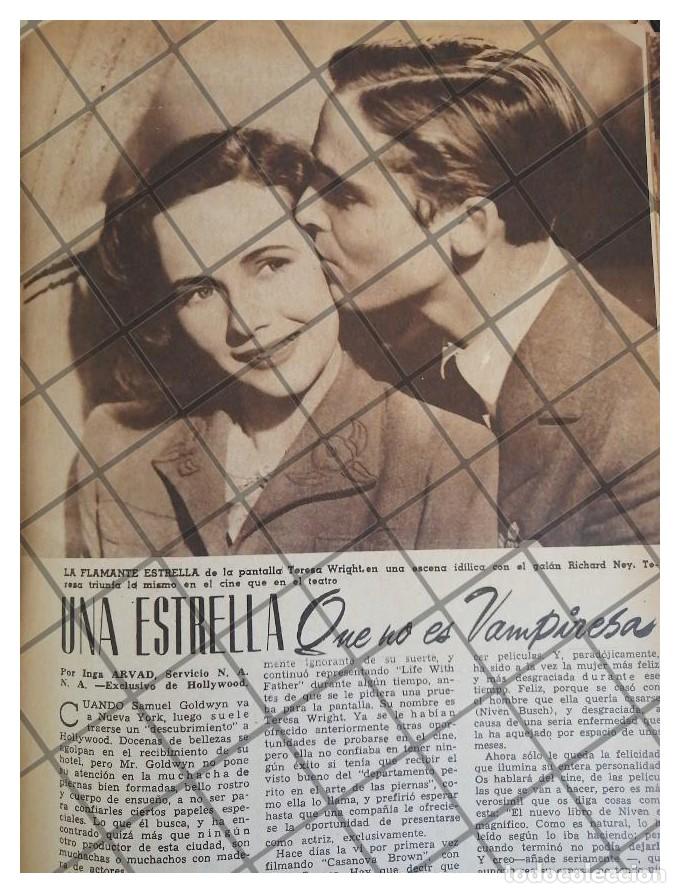 Coleccionismo de carteles: AFICHE RETRO LA ACTRIZ TERESA WRIGHT 1944 - Foto 1