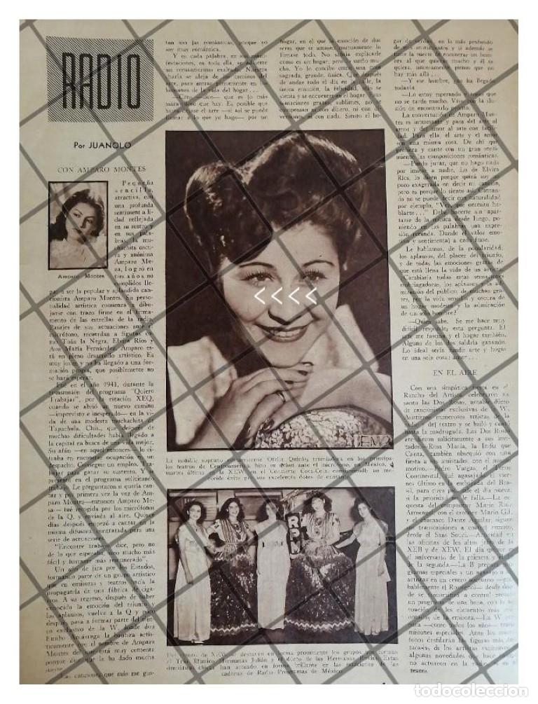 Sammeln von Plakaten: AFICHE RETRO ENTREVISTA A CANTANTE AMPARO MONTES 1944