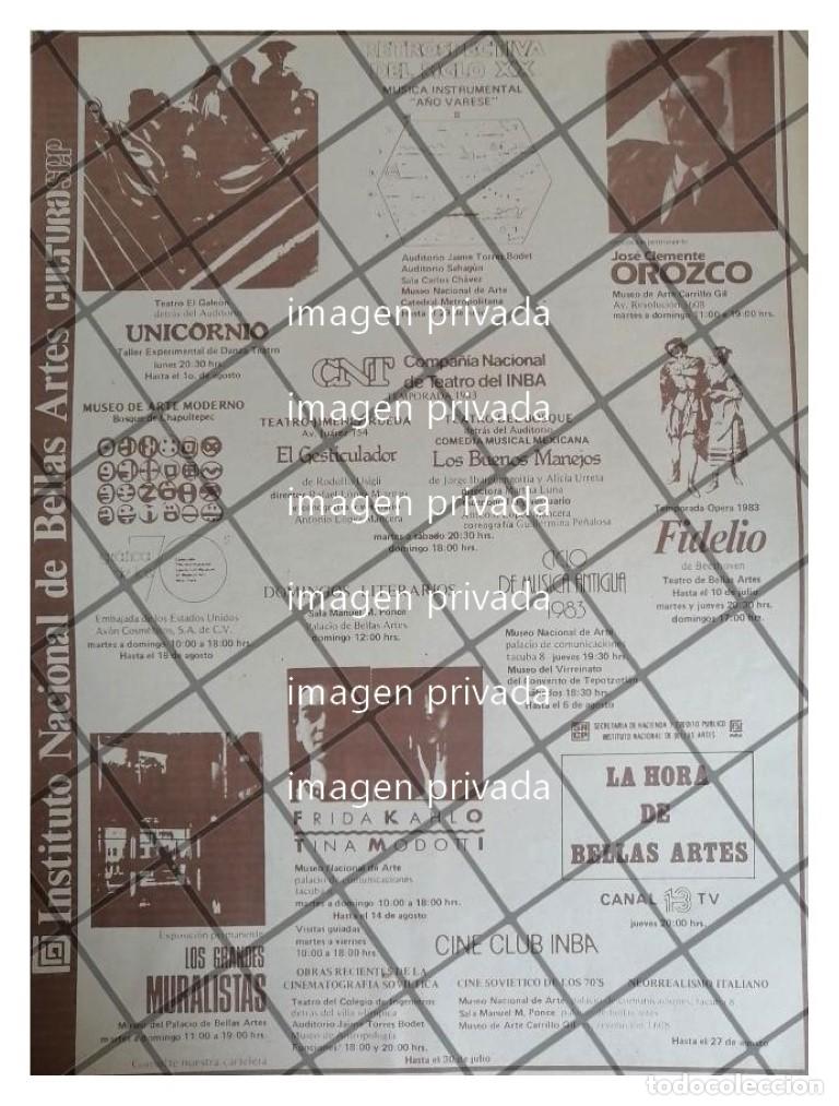 Sammeln von Plakaten: PUBLICIDAD RETRO CARTELERA DE BELLAS ARTES 1983