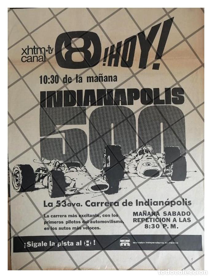 Sammeln von Plakaten: AFICHE RETRO 500 MILLAS DE INDIANAPOLIS, CANAL 8 /1969