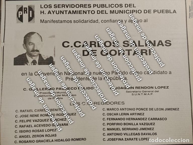 Colecionismo de cartazes: AFICHE POLITICO RETRO, PUEBLA CON CARLOS SALINAS DE GORTARI 1987 /POLITICOS