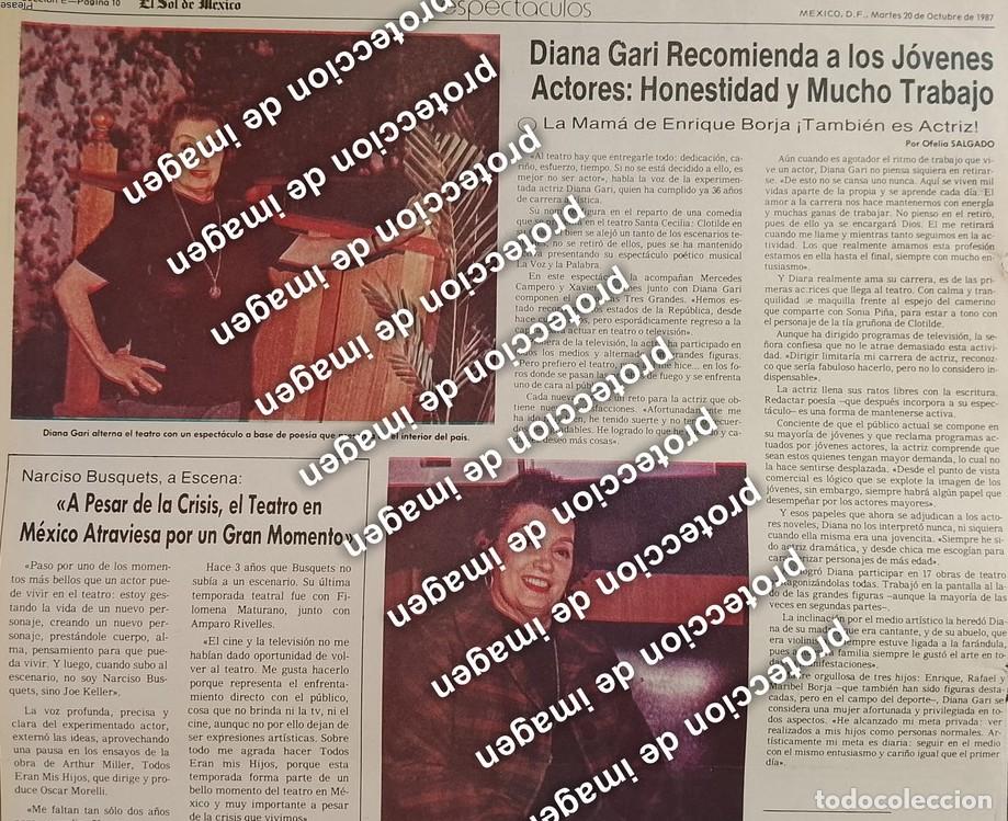 Colecionismo de cartazes: HOJA DE PRENSA RETRO. DIANA GARI Y NARCISO BUSQUETS 1987 /TEATRO ARTISTAS