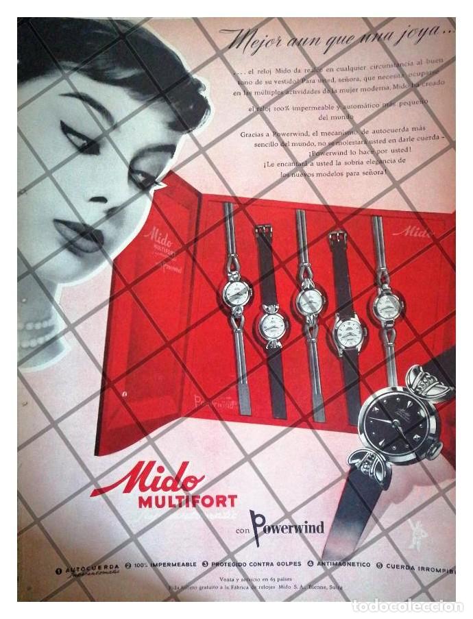 Colecionismo de cartazes: CARTEL PUBLICITARIO RETRO RELOJES MIDO MULTIFORT 1955