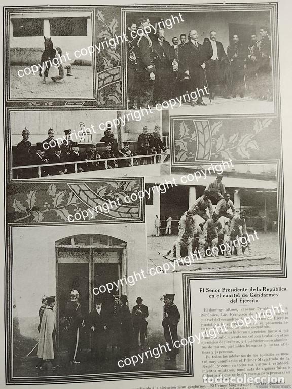 Colecionismo de cartazes: AFICHE ANTIGUO 1911 PRESIDENTE LEON DE LA BARRA VISITA GENDARMERIA DEL EJERCITO /MILITARIA