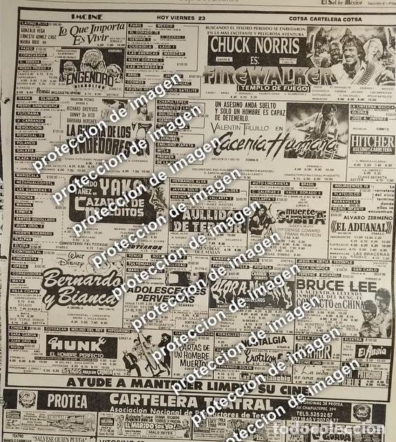 Colecionismo de cartazes: AFICHE CARTELERA DE CINE RETRO OCT 1987 CACERIA HUMANA Y OTROS