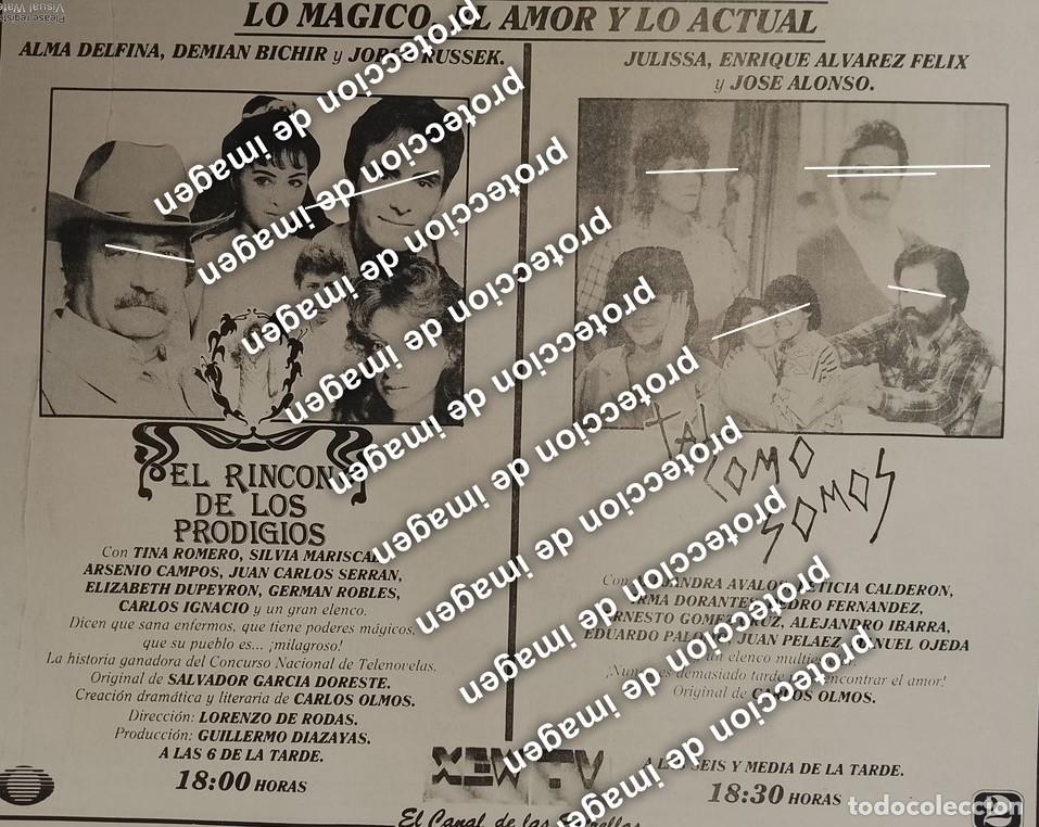 Colecionismo de cartazes: CARTEL RETRO. ESTRENAN TELENOVELAS TAL COMO SOMOS Y EL RINCON DE LOS PRODIGIOS /TELEVISA 1987