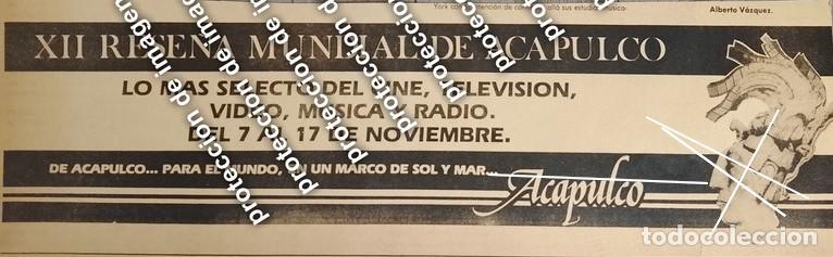 Colecionismo de cartazes: AFICHE PUBLICIDAD RETRO. FESTIVAL DE CINE ACAPULCO 1987 /XII RESE&Ntilde;A