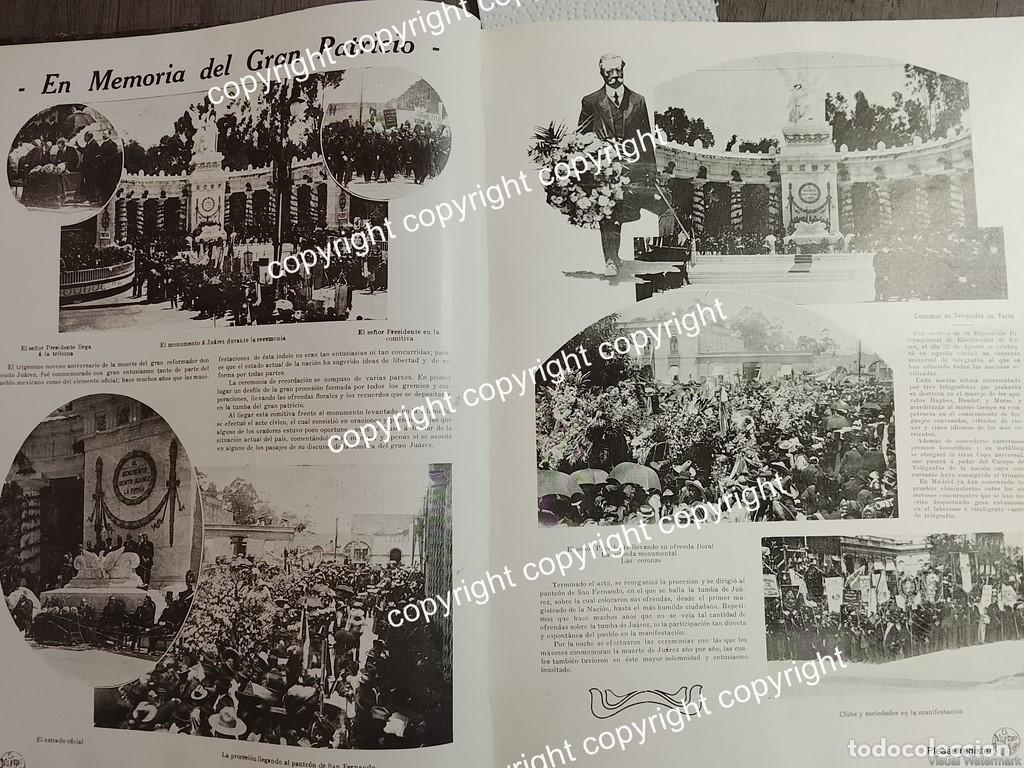 Sammeln von Plakaten: AFICHE ANTIGUO 1911 EL PRESIDENTE HOMENAJEA A BENITO JUAREZ EN LA ROTONDA