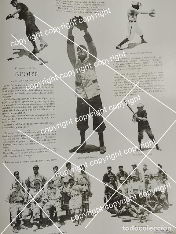 Colecionismo de cartazes: HOJA DE PRENSA ANTIGUA 1911 DEBUTA EL EQUIPO DE BEISBOL. CLUB MASCARONES (CLUB AMERICA) /DEPORTES