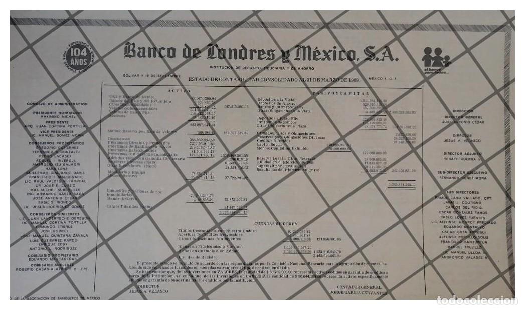 Colecionismo de cartazes: AFICHE RETRO BANCO DE LONDRES Y MEXICO 1969 /195