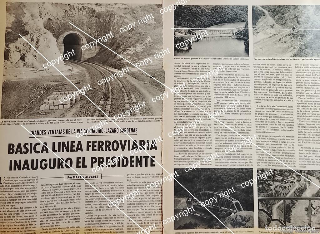 Coleccionismo de carteles: AFICHE RETRO. INAUGUAN LINEA DE FERROCARRIL CORONDIRO-LAZARO CARDENAS 1977 /FERROCARRILES