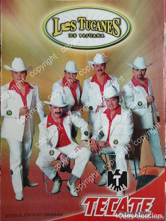 Collectionnisme d'affiches: HOJA DE PUBLICIDAD RETRO. TECATE Y GRUPO LOS TUCANES DE TIJUANA 2003
