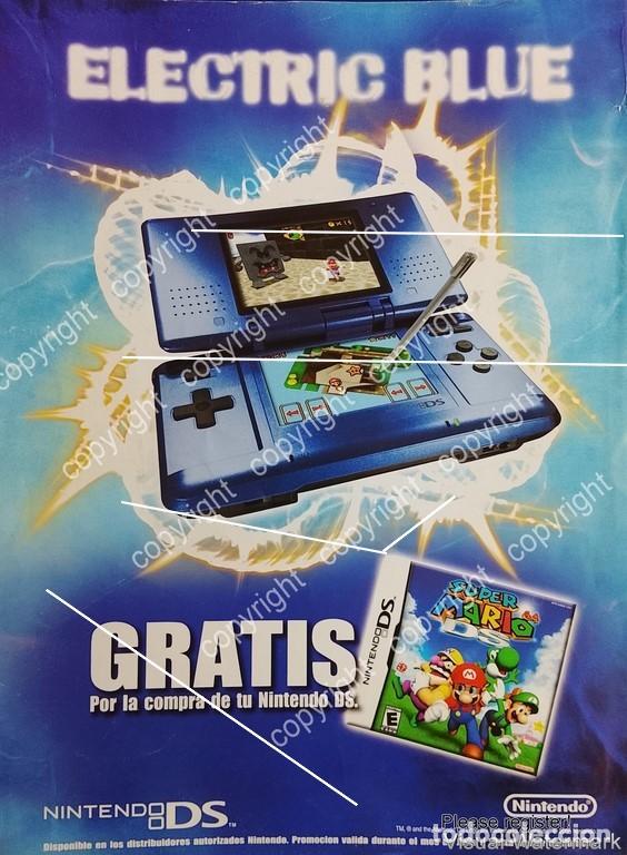 Collectionnisme d'affiches: CARTEL PUBLICITARIO RETRO. LANZAN NINTENDO DS ELECTRIC BLUE 2005