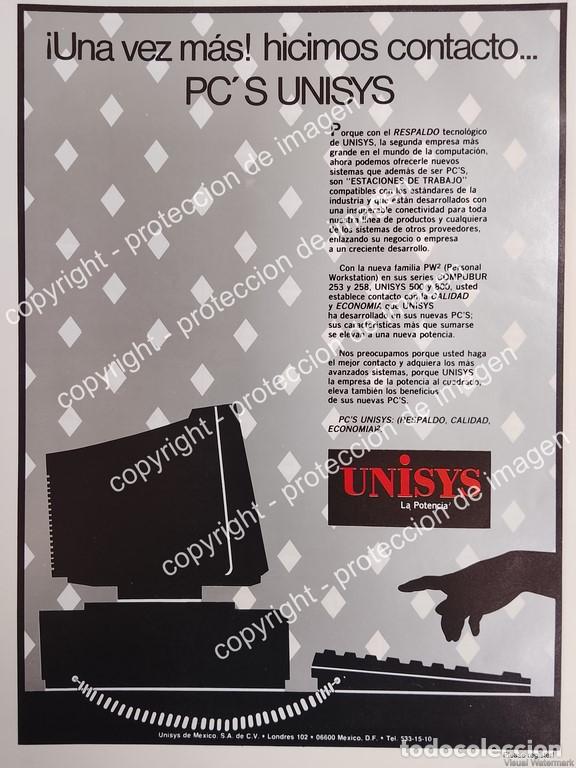 Collezionismo di affissi: AFICHE DE PUBLICIDAD RETRO. COMPUTADORAS UNISYS 1988 N2 /RARO