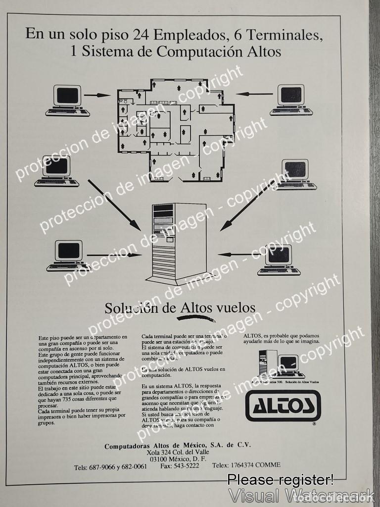 Sammeln von Plakaten: AFICHE PUBLICITARIO RETRO. COMPUTADORAS ALTOS DE MEXICO /1989 /OLDWARE RARO 3