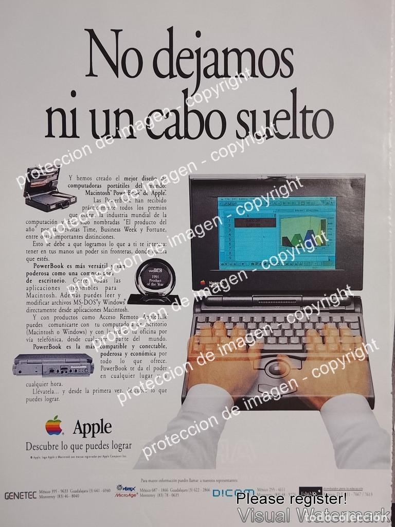 Sammeln von Plakaten: CARTEL PUBLICIDAD RETRO. LAPTOP APPLE POWERBOOK 165C 1993 GENETEC / OLDWARE V2