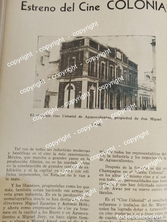 Colecionismo de cartazes: AFICHE ANTIGUO. INAUGURAN EL CINE COLONIAL DE AGUASCALIENTES 1942 MIGUEL AWAD / CINES