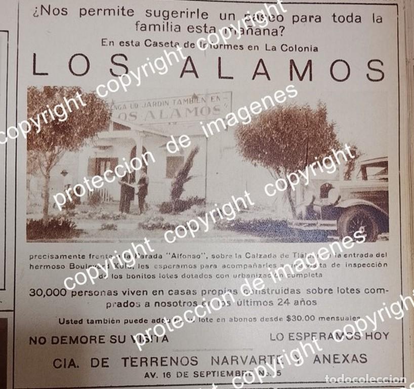 Colecionismo de cartazes: CARTEL ANTIGUO. CONSTRUYEN COLONIA LOS ALAMOS D.F 1931 /BIENES RAICES /20