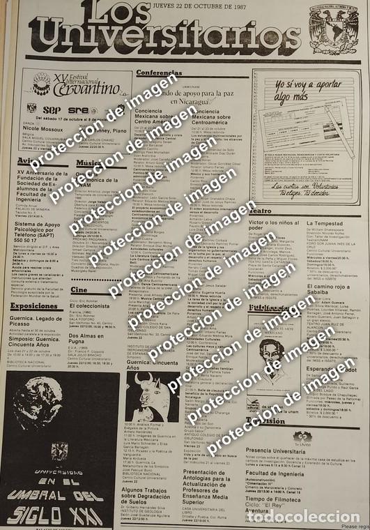 Colecionismo de cartazes: CARTEL PUBLICITARIO RETRO, CARTELERA CULTURAL UNAM, LOS UNIVERSITARIOS 1987 /ESCUELAS /3