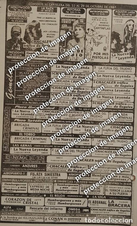 Coleccionismo de carteles: AFICHE PUBLICITARIO RETRO, CARTELERA DE CINE OCT 1987