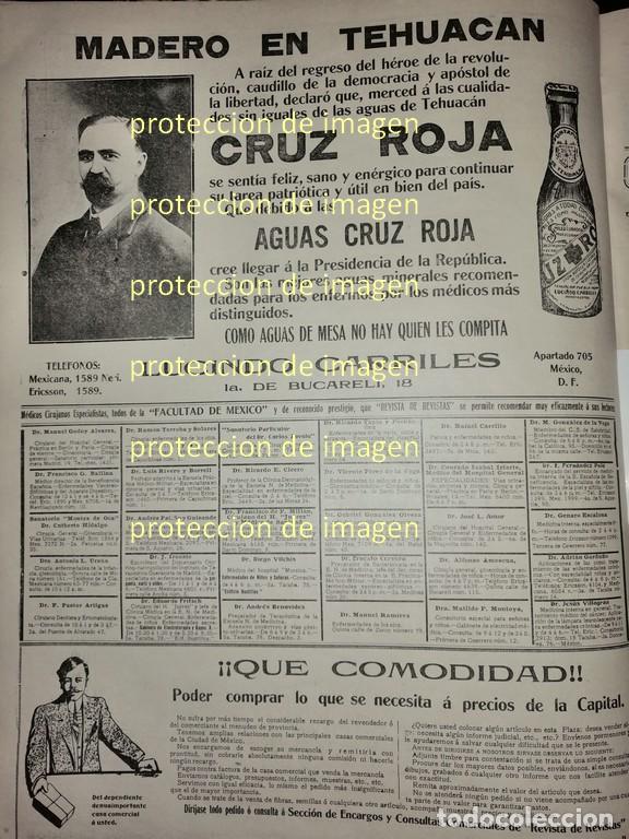 Coleccionismo de carteles: AFICHE ANTIGUO 1911 AGUA MINERAL CRUZ ROJA Y FRANCISCO I MADERO Y OTROS