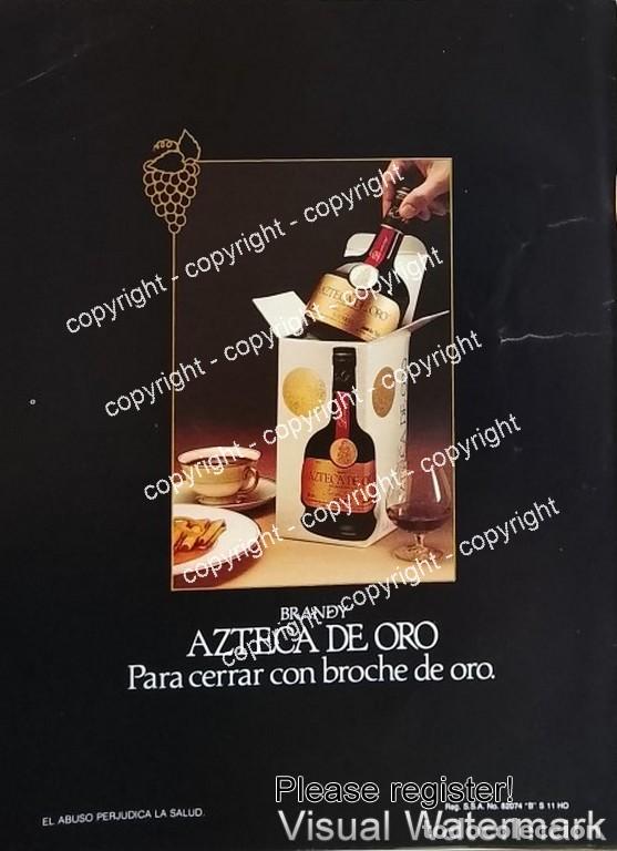 Sammeln von Plakaten: Cartel publicitario retro genuino Brandy Azteca de oro 1988