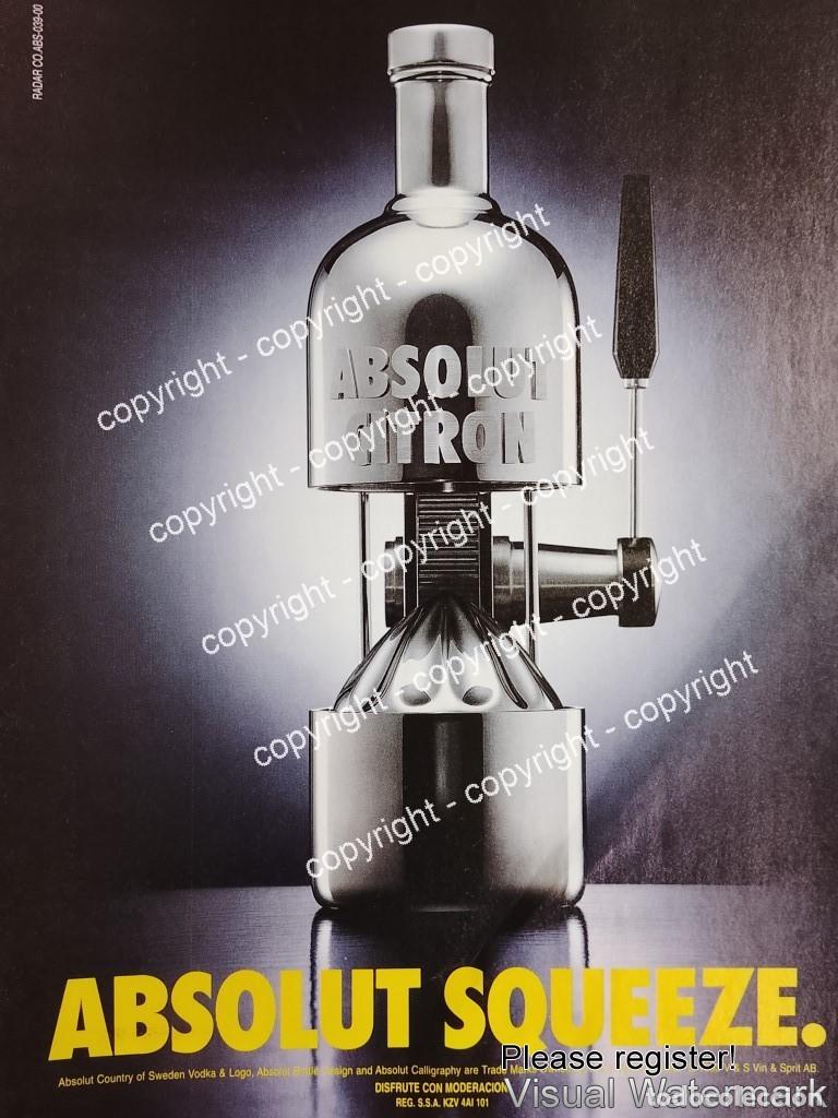 Sammeln von Plakaten: Cartel publicitario retro VODKA ABSOLUT SQUEEZE 1993 /RARO