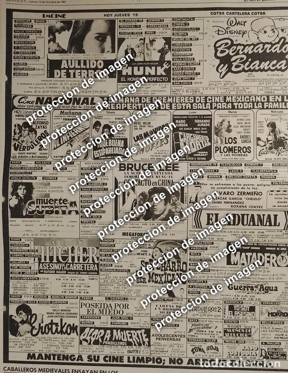 Sammeln von Plakaten: AFICHE CARTELERA DE CINE RETRO OCT 1987 AULLIDO DE TERROR Y MAS