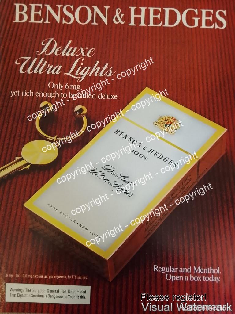 Sammeln von Plakaten: Cartel de publicidad retro CIGARROS BENSON & HEDGES 1982