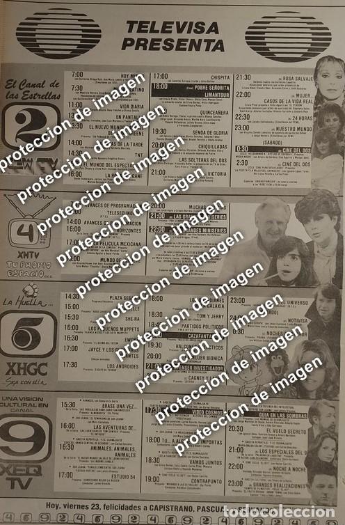 Sammeln von Plakaten: CARTEL RETRO. MENU CARTELERA DE TELEVISA OCT 1987 /TELEVISORAS 2,4,5,9