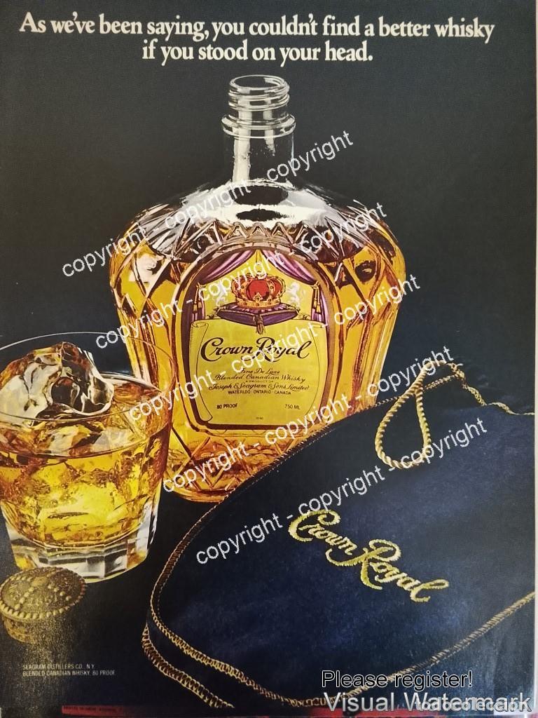 Sammeln von Plakaten: Cartel de publicidad retro WHISKY CROWN ROYAL 1980