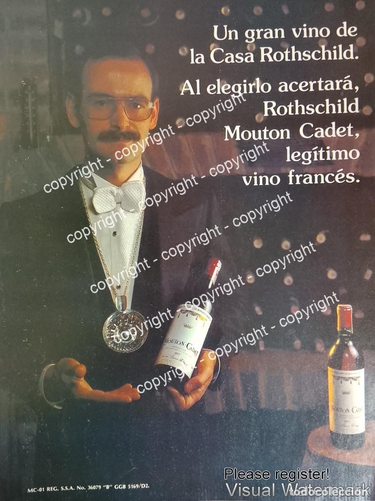 Collectionnisme d'affiches: Cartel publicitario retro VINOS ROTSCHILD MOUTON CADET 1978
