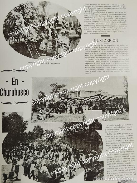 Collectionnisme d'affiches: HOJA DE PRENSA ANTIGUA 1911 HOMENAJE EN CHURUBUSCO POR GUERRA DE 1847 /LDM
