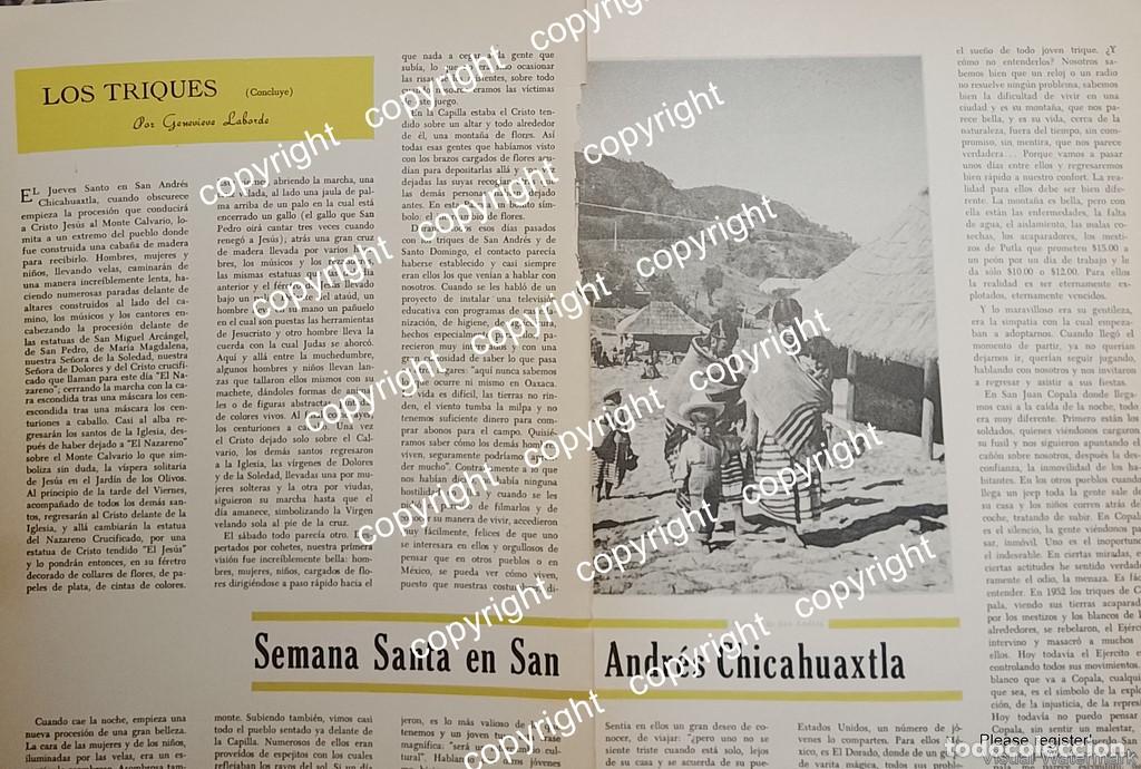 Collectionnisme d'affiches: HOJA DE PRENSA RETRO. LOS INDIGENAS TRIQUIS DE CHICAHUAXTLA 1972