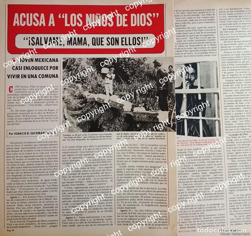 Collectionnisme d'affiches: AFICHE RETRO. ESCANDALO DE LA SECTA. LOS NI&Ntilde;OS DE DIOS 1977 / RELIGION