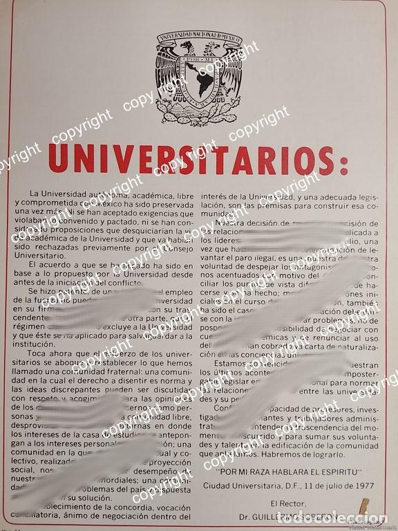Sammeln von Plakaten: AFICHE RETRO. AFICHE POLITICO UNAM. GUILLERMO SOBERON 1977