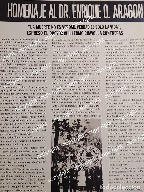 Collectionnisme d'affiches: AFICHE RETRO. HOMENAJE EN TUMBA DE AL DR. ENRIQUE O. ARAGON ECHEGARAY 1972 /MEDICOS