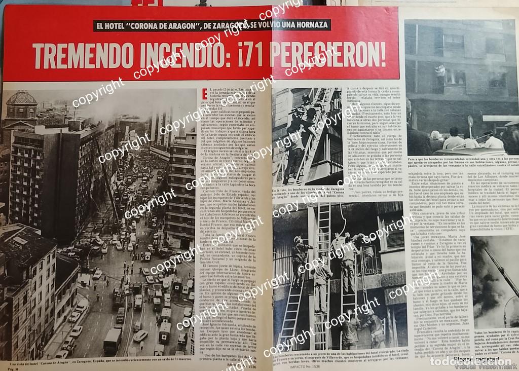 Poster collecting: AFICHE RETRO. INCENDIO DEL HOTEL CORONA, ARAGON, ESPA&Ntilde;A 1979 /CATASTROFES