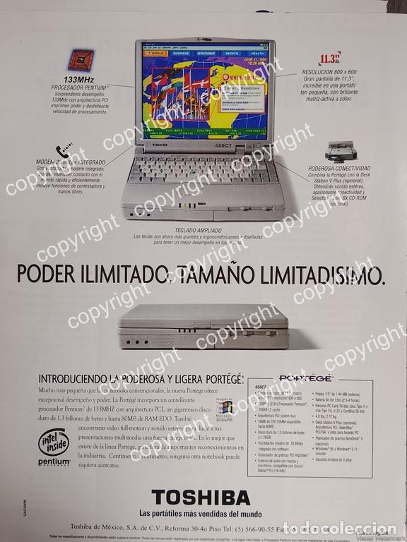 Collectionnisme d'affiches: AFICHE PUBLICITARIO VINTAGE. LAPTOP TOSHIBA 650CT PENTIUM I. 1996