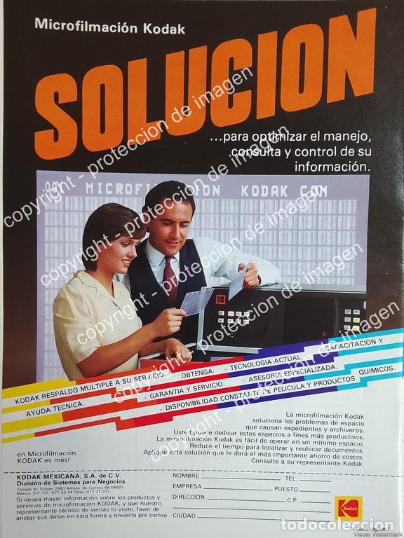 Sammeln von Plakaten: AFICHE VINTAGE ORIGINAL. MAQUINA DE MICRO FILMACION KODAK 1988 /OLDWARE