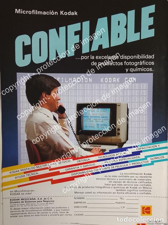 Sammeln von Plakaten: AFICHE VINTAGE ORIGINAL. MAQUINA DE MICRO FILMACION KODAK 1988 /OLDWARE 2