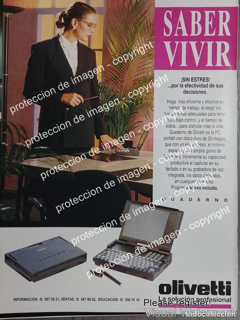 Sammeln von Plakaten: AFICHE PUBLICITARIO RETRO. LAPTOP OLIVETTI QUADERNO 1991/OLDWARE RARO