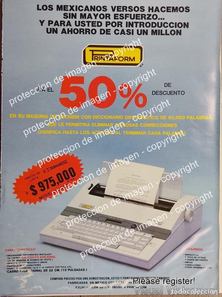 Sammeln von Plakaten: CARTEL DE PUBLICIDAD RETRO. MAQUINA DE ESCRIBIR PRINTAFORM 6600 1988
