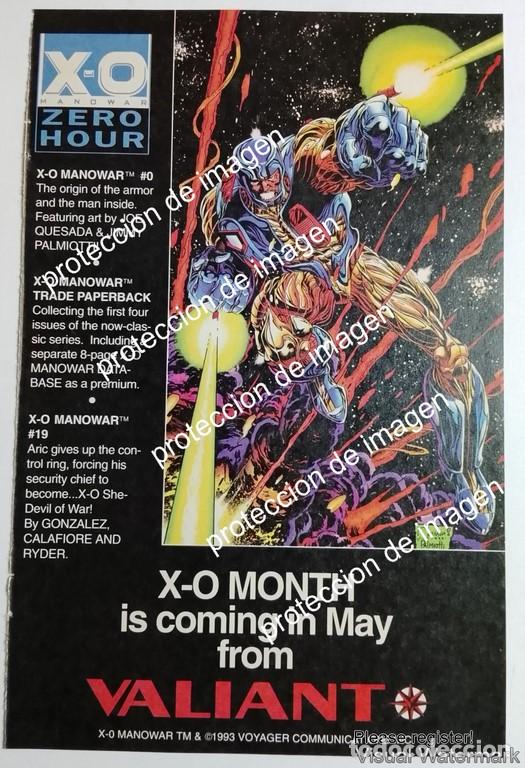 Collectionnisme d'affiches: PUBLICIDAD RETRO ORIGINAL. VALIANT COMICS PRESENTA. X-0 MANOWAR 1992
