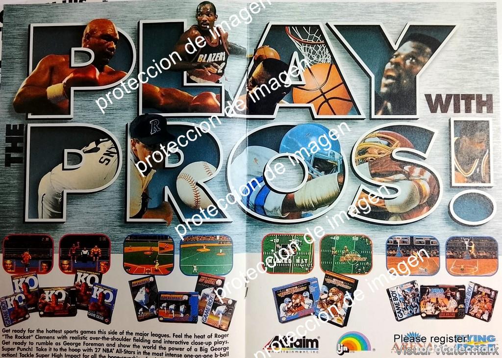 Collectionnisme d'affiches: AFICHE RETRO. VIDEO JUEGOS ACCLAIM Y JUEGOS DE NBA, NFL SEGA Y GAMEBOY 1992