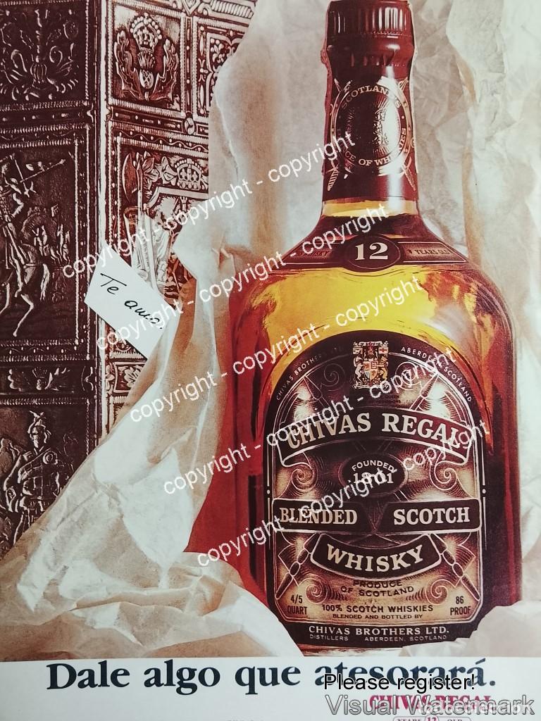 Coleccionismo de carteles: Cartel publicitario retro genuino. Whisky Chivas Regal