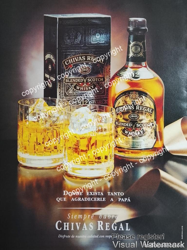 Coleccionismo de carteles: Cartel publicitario retro genuino. Whisky Chivas Regal /2