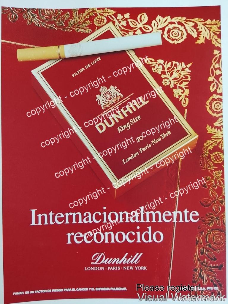 Coleccionismo de carteles: Cartel publicitario retro CIGARROS DUNHILL 1990s /2