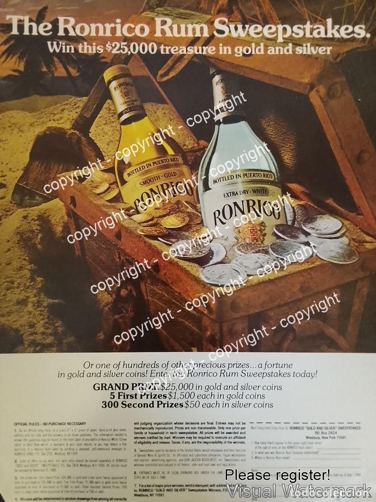 Coleccionismo de carteles: Cartel de publicidad retro LICOR RONRICO 1980